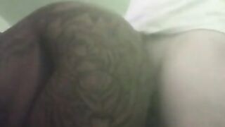 Tattooed ebony interracial fucked her while standing deep and hard