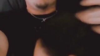 Fit brunette babe blows friends big cock and tastes cum pov
