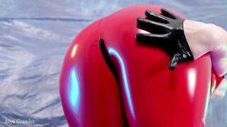 Hot PVC teasing, fetish beautiful video. Mistress Arya Grander in red vinyl clothing.