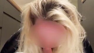 I crush my husband's cock with my thigh high boots and I suck his cock