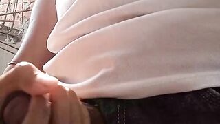 Desi girl outdoor handjob in park,
