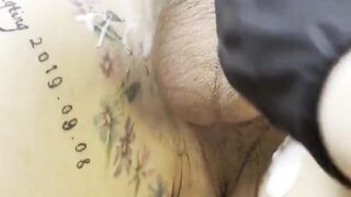 Korean Femdom shaving cock TATTOO SLAVE 001