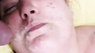 Bbw hairy wife facialized while she's masturbating herself