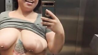 Flashing on the elevator with my pet