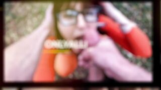 VELMA SCOOBY DOO cosplay rides dick and gets a big facial