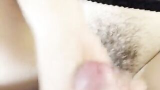 Huge Cumshot on my hairy Pussy