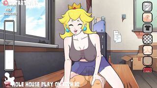 Princess Peach Riding Reverse Cowgirl Creampie Front View - Hole House