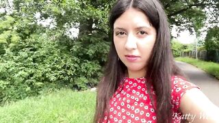 Walking in a public park without panties and pissing while no one is watching