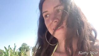 Crazy girl pee on a public beach right in her panties. Wet her panties and went to sunbathe
