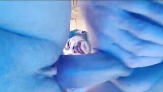 Closeup bottom view pussy fuck