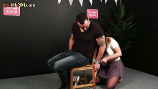 CFNM group HJ amateur action by femdoms 4 bondage guy