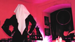 Horny Fetish Nun Mistress Eva Latex BDSM Milf Solo Gonzo Femdom Sexy Mature Boots High Heels