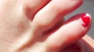Sexy toes closeup in the sun