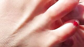 Sexy toes closeup in the sun