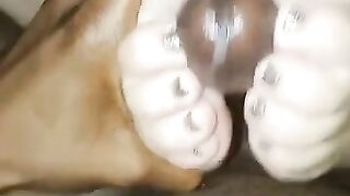 Quick footjob explosion