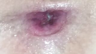 Submissive MILF opens her ass hole after hard anal fuck dripping cum