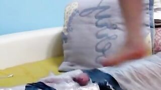 a foot pad in the wrap,trample on slave's body and cock