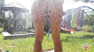 nippleringlover huge pierced nipples big nipple rings pierced pussy lips showering naked in garden