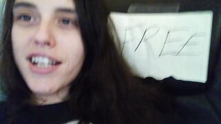 PinkMoonLust FREE CHAIR 2 Hairy Pussy Exhibitionist Sits in Garbage Chair Bringing New Life