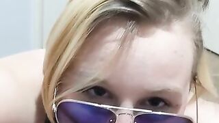 Blonde Rocker Babe Gets a Mouth Full of Cum