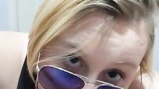 Blonde Rocker Babe Gets a Mouth Full of Cum