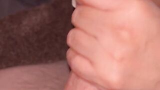 Multicoloured nails handjob with cumshot edging and milking