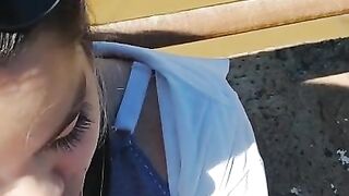 I took the brand new one for a ride she sucked my dick out in the open over the river