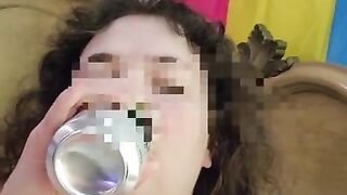 pride month munchies! ~ cute chubby girl eating chips and rubbing her squishy belly