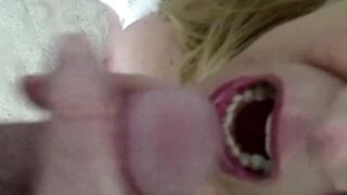 BJBarbee dominated and had cum shot in her mouth and on tits!