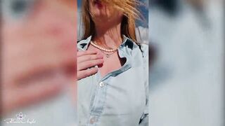 Depraved Blonde Publicly Shows Her Big Tits - Outdoor Nudity