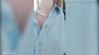Depraved Blonde Publicly Shows Her Big Tits - Outdoor Nudity