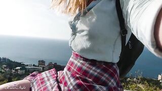 Depraved Blonde Publicly Shows Her Big Tits - Outdoor Nudity