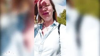 Depraved Blonde Publicly Shows Her Big Tits - Outdoor Nudity