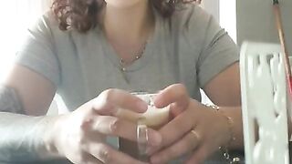 Step mom drink coffee and get fucked by step son in restaurant