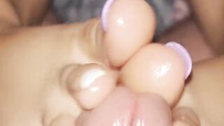Colourful toejob and footjob teasing and tickling my teachers big dick
