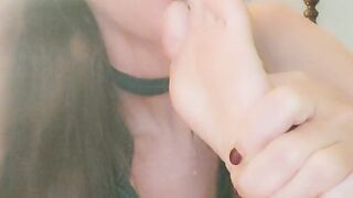 Toe sucking with lots of spit