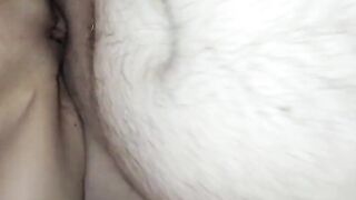 Cock Stretching Tight Twat On Edge Of Bed Pounding