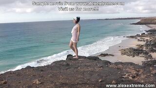 Sexy Proxy Paige fuck her ass with black buttplug & anal prolapse at the cliff edge