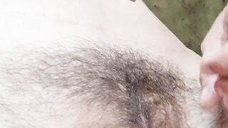 Hairy pussy in utility room