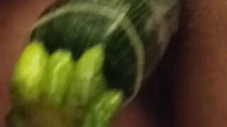 bitch gets fucked by huge vegetable