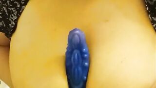 Alt Girl Sucks Big Dildo Between Boobs