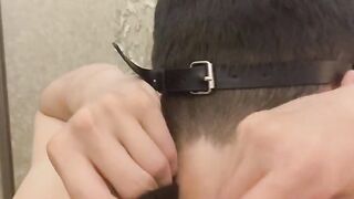 The foot slave loves eating wet pussy of his goddess and licking her boots