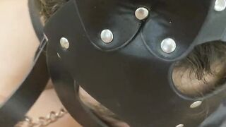 The foot slave loves eating wet pussy of his goddess and licking her boots
