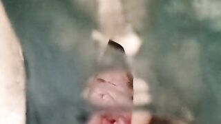 Big hairy pussy and old worn out panties with a huge hole.