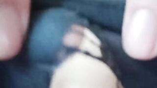 Big hairy pussy and old worn out panties with a huge hole.