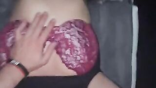 Horny blonde slut sucking balls, moaning and covered in cum after getting facefucked upside down