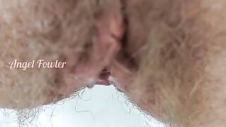 Hairy pussy pissed on Wet Sand with Pee Reverse and Urine Absorption