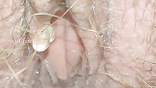 Ultra Hairy Cunt Pissing Close up