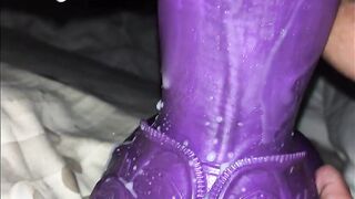 Hairy teen pussy needed extra lube to make this thick dildo fit