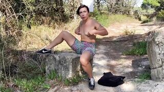 Cumming in the bush is so good that even the camera man went crazy